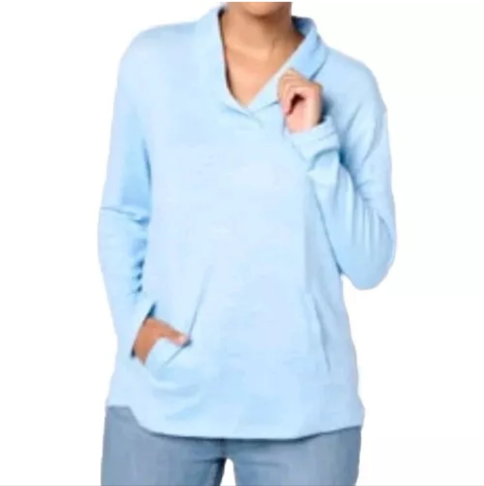 Muk Luks Pullover Top Woman Plus 5x 6X Lounge Cozy Knit Morning Butter Blue NWOT